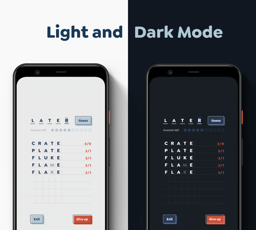A demo of how light and dark mode look
