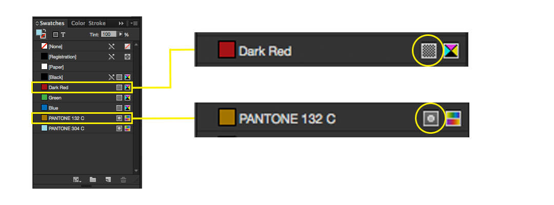 InDesign's swatch panel