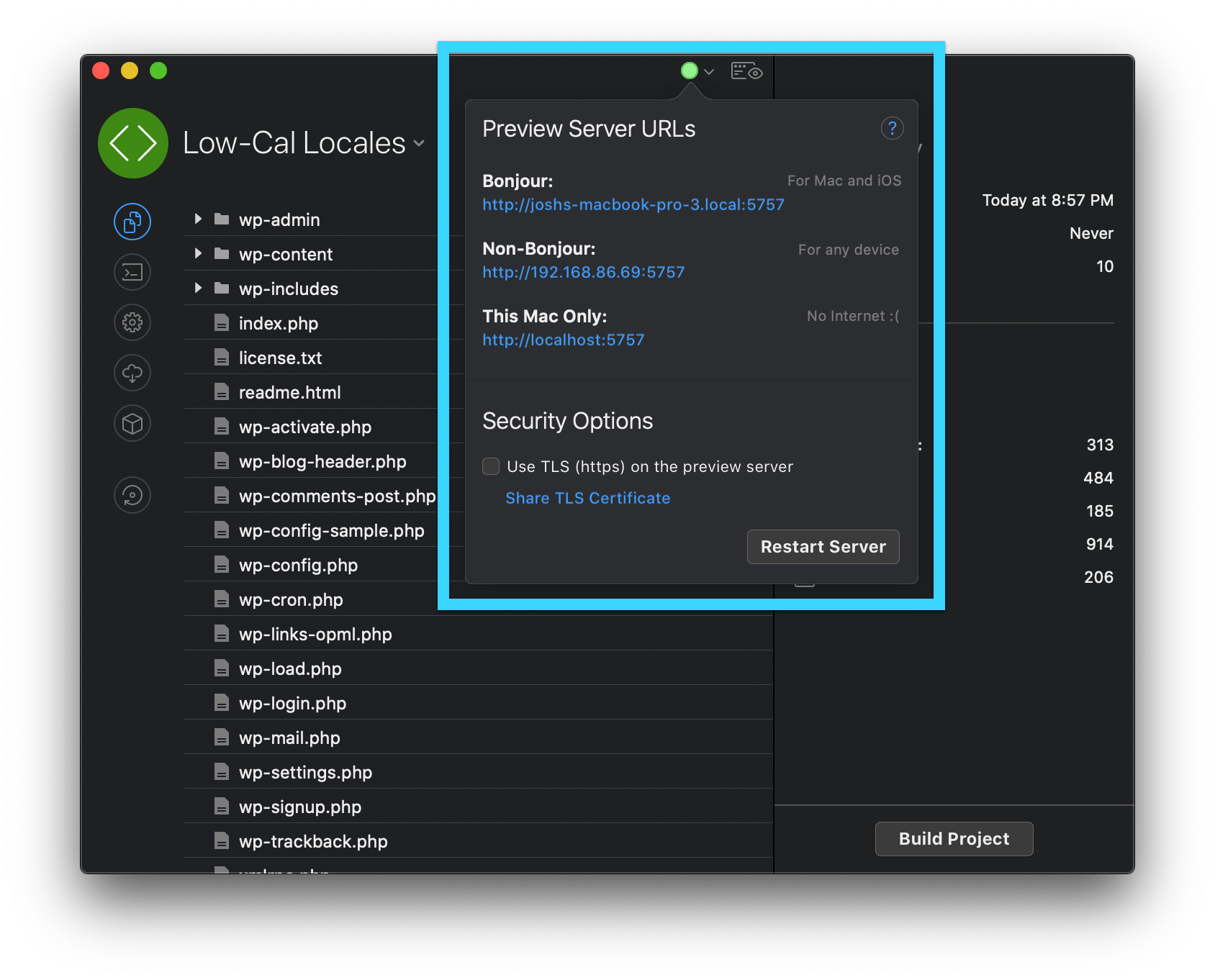 Make sure the TLS setting in CodeKit matches your Local site's protocol